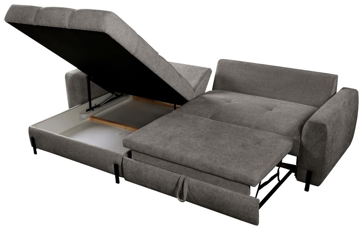 Ecksofa Naomi Graubraun/Schwarz, 162 cm - Graubraun/Schwarz, Design, Textil (162/265cm) - MID.YOU