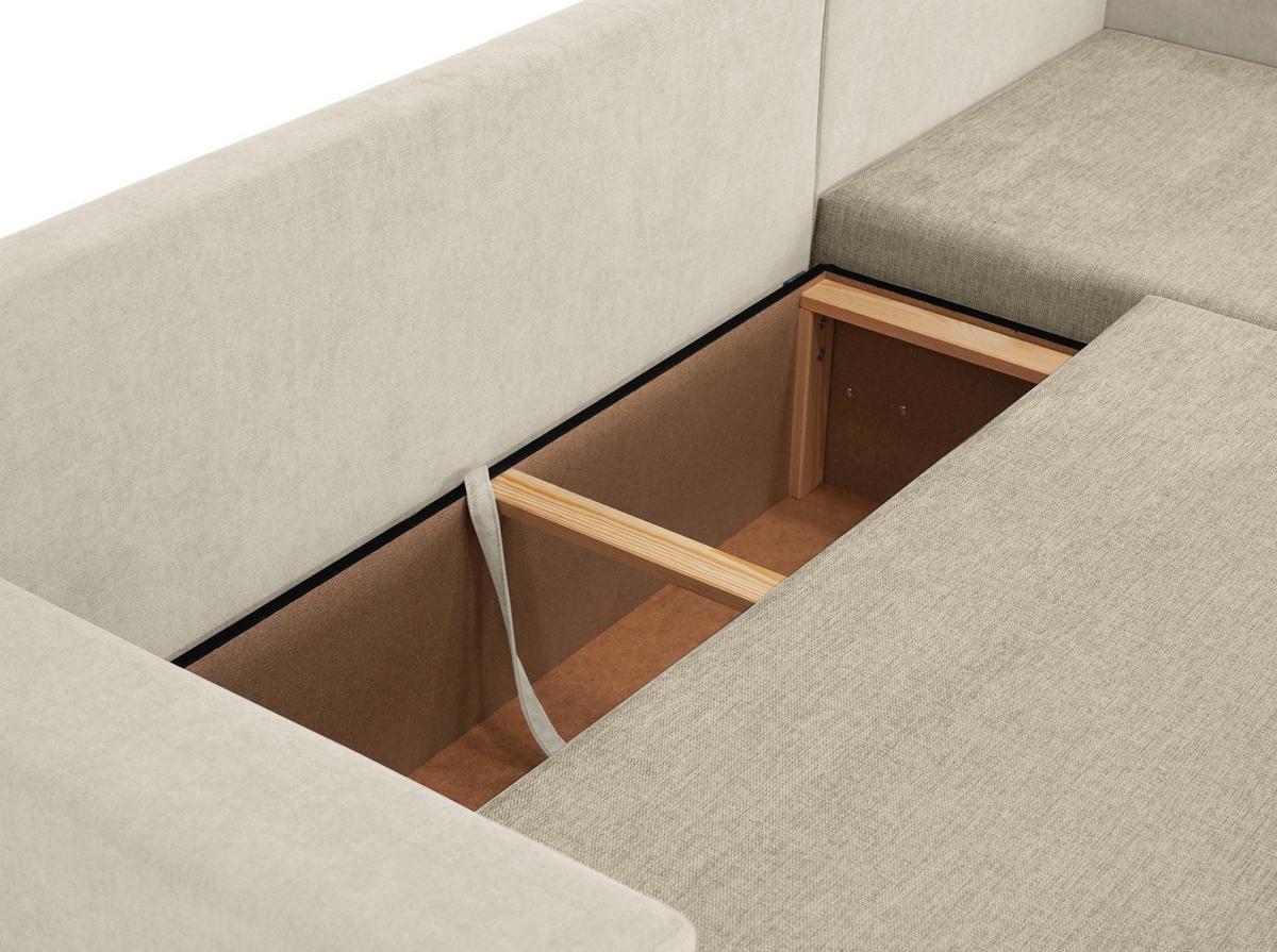 Ecksofa Asna, Beige S: 252x155 cm - Beige/Schwarz, Design, Textil (252/155cm) - Livetastic