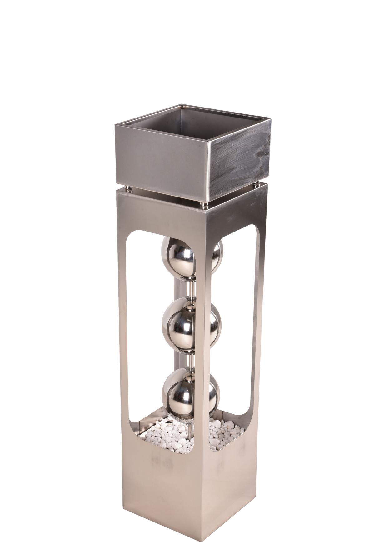 Blumensäule Edelstahl Silberfarben Kaskade - Silberfarben, Basics, Metall (25/100/25cm)