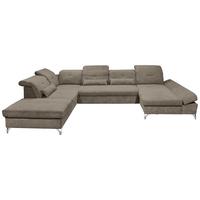 Ecksofa Melfi Graubraun U: 245 Cm - Graubraun/Silberfarben, MODERN, Textil (245/350/168cm) - MID.YOU