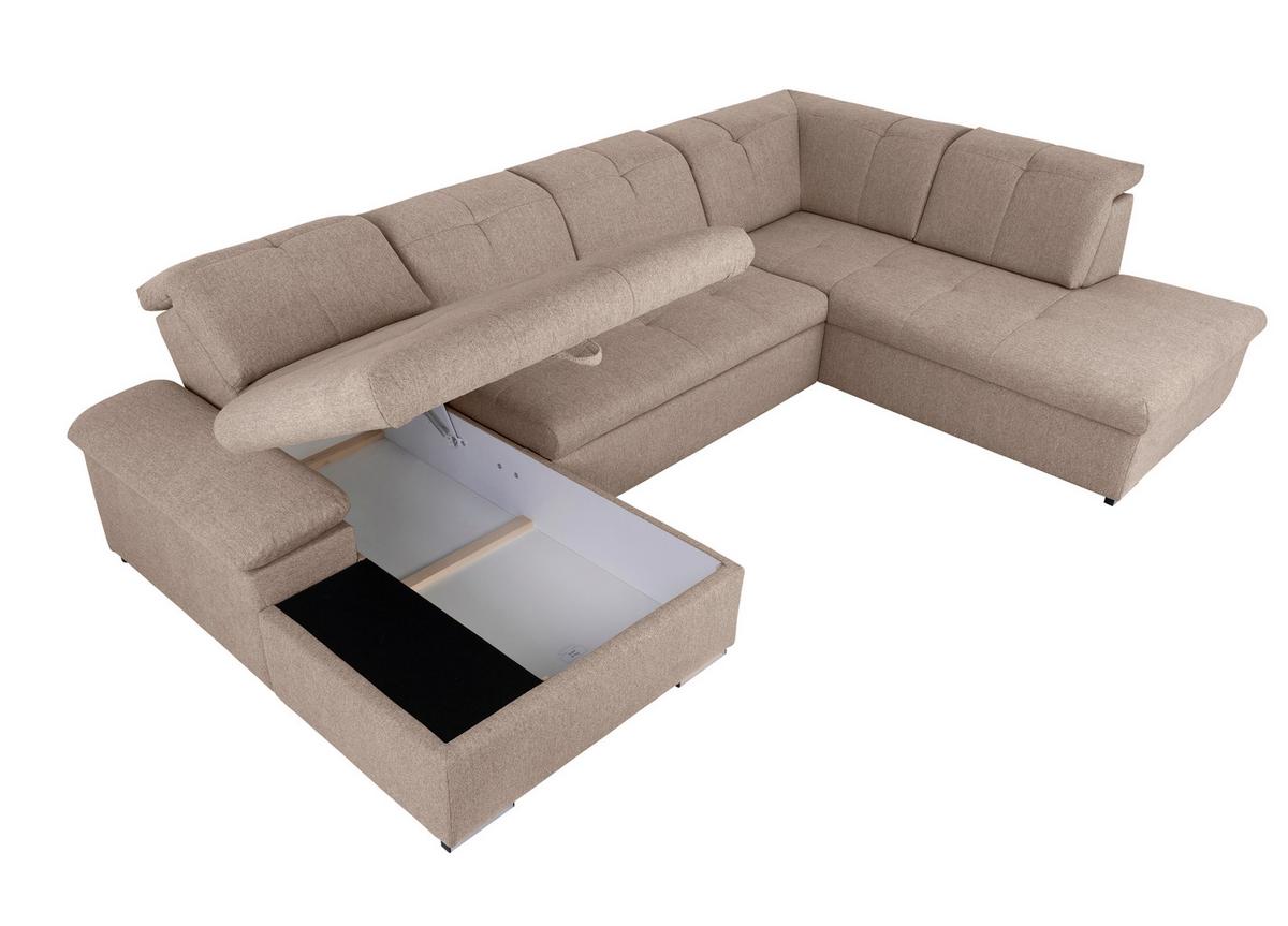 Wohnlandschaft Ramzes Hellbraun U: 173x328x215 cm - Hellbraun/Grau, Design, Textil (173/328/215cm) - MID.YOU