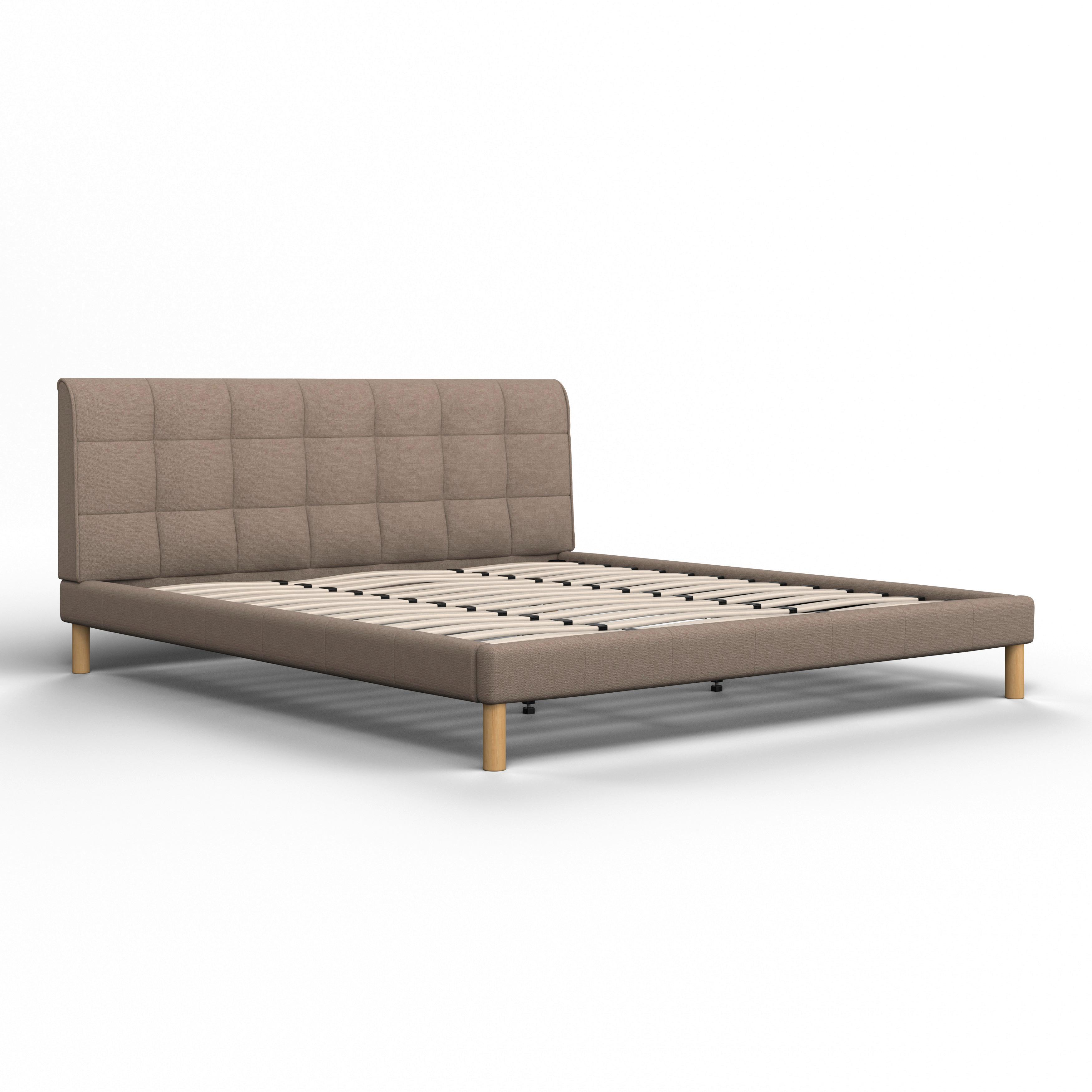 Čalouněná postel MARA 180x200 cm, šedobéžová - šedobéžová/přírodní barvy, Moderní, kov/dřevo (180/200cm) - Bessagi Home