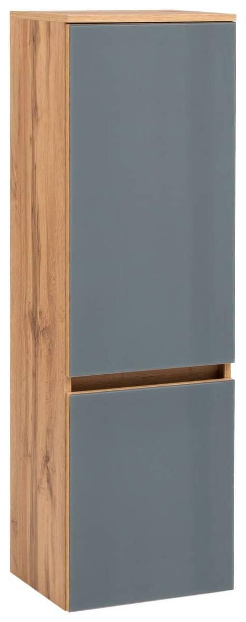 Midischrank mit Türdämpfung Helsinki 40cm Grau/Eiche Dekor - Eichefarben/Silberfarben, KONVENTIONELL, Glas/Holzwerkstoff (40/130/35cm) - Held