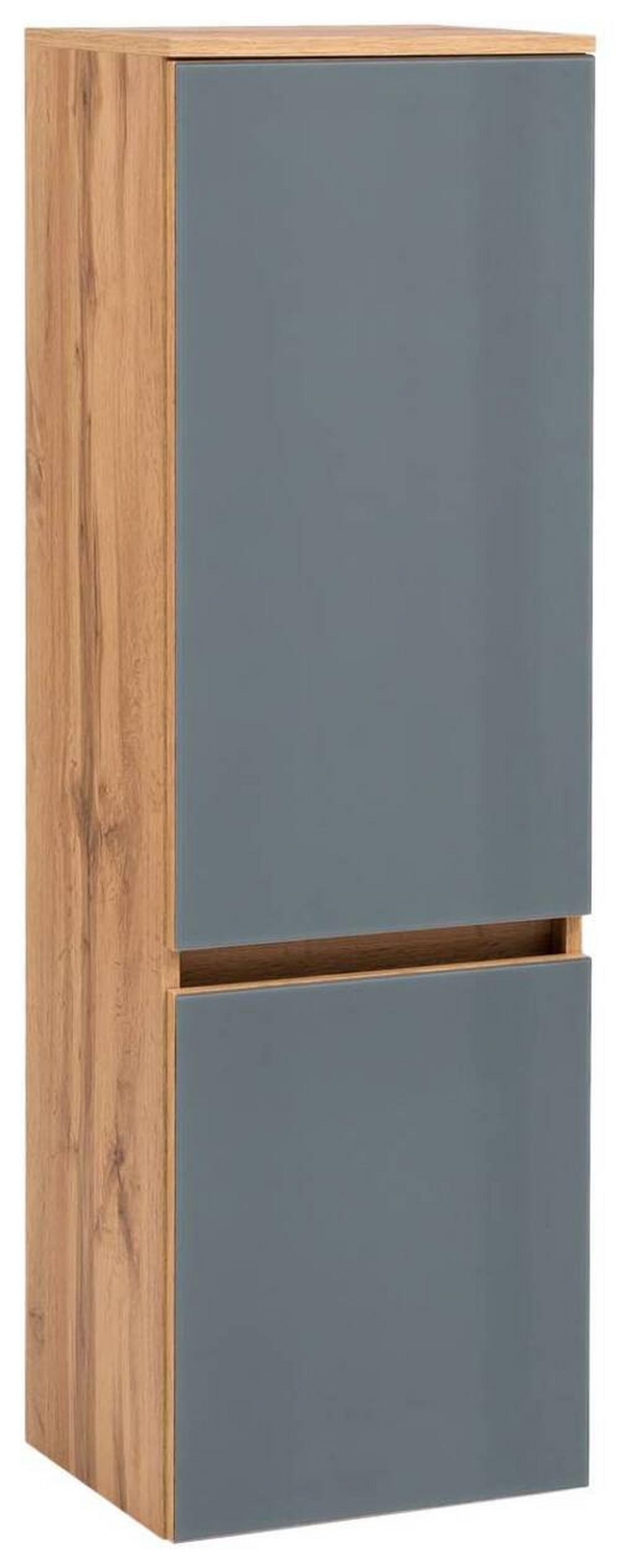 Midischrank Mit Türdämpfung Helsinki 40cm Grau/eiche Dekor - Eichefarben/Silberfarben, KONVENTIONELL, Glas/Holzwerkstoff (40/130/35cm) - Held