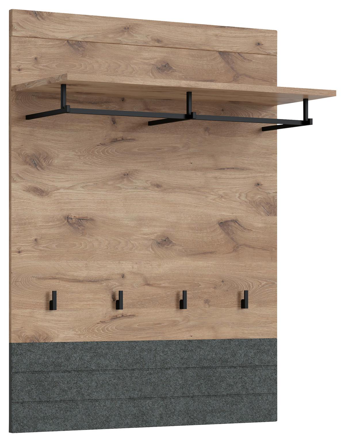 Garderobenpaneel Roxy Eichefarben Dekor B: 80 cm - Eichefarben/Dunkelgrau, Design, Holzwerkstoff (80/107/31cm)