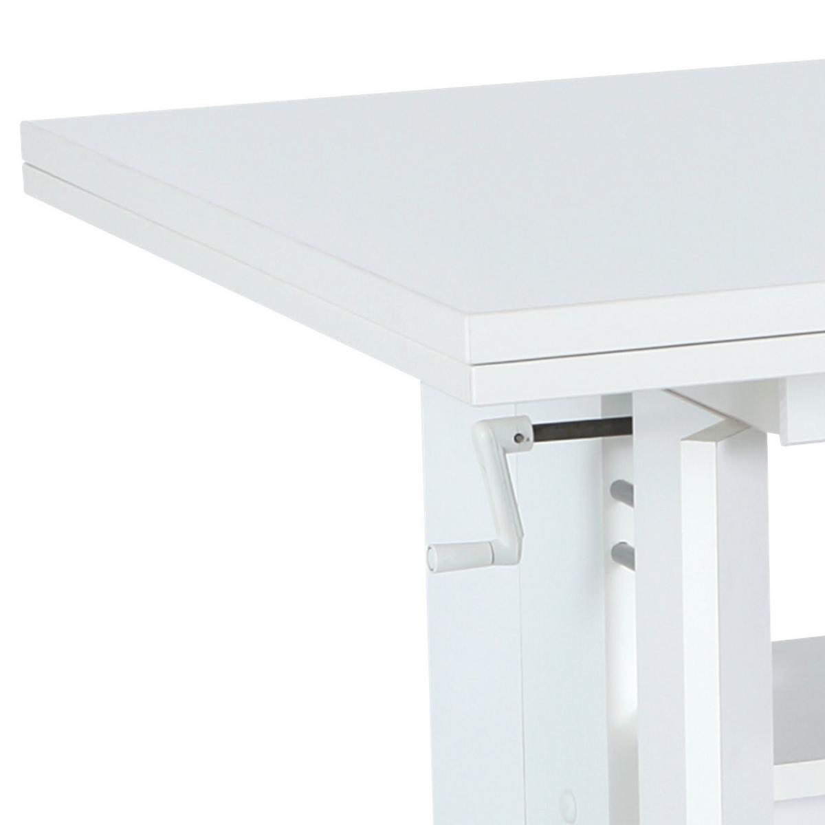 Coutisch Dario Rund Weiß Ausziehbar U. Höhenverstellbar - Weiß, MODERN, Holzwerkstoff (110-180/68/50-60cm) - MID.YOU