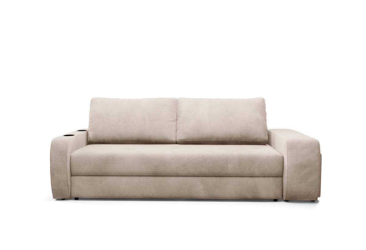 Schlafsofa Ines Beige B: 258cm - Beige/Schwarz, Design, Textil (258/98/95cm) - Livetastic