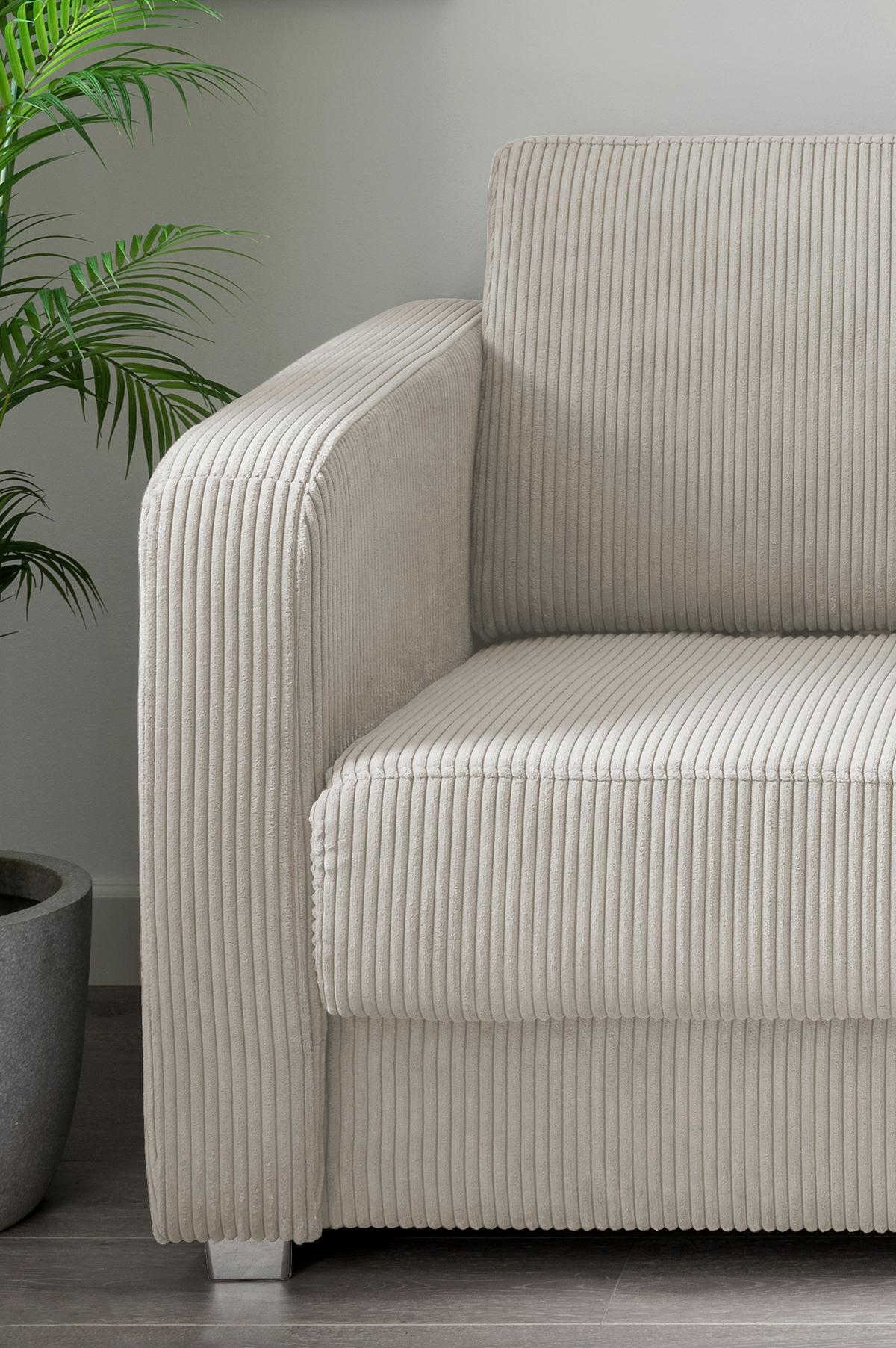 Schlafsofa Mia, Beige B: 159 Cm - Chromfarben/Beige, Basics, Textil (159/88/87cm) - Livetastic