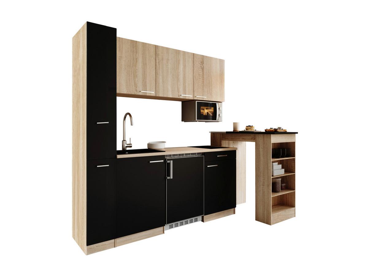 Küchenblock Ingrid Schwarz/Eichefarben B: 180cm - Eichefarben/Schwarz, Design, Holzwerkstoff (180cm) - Respekta