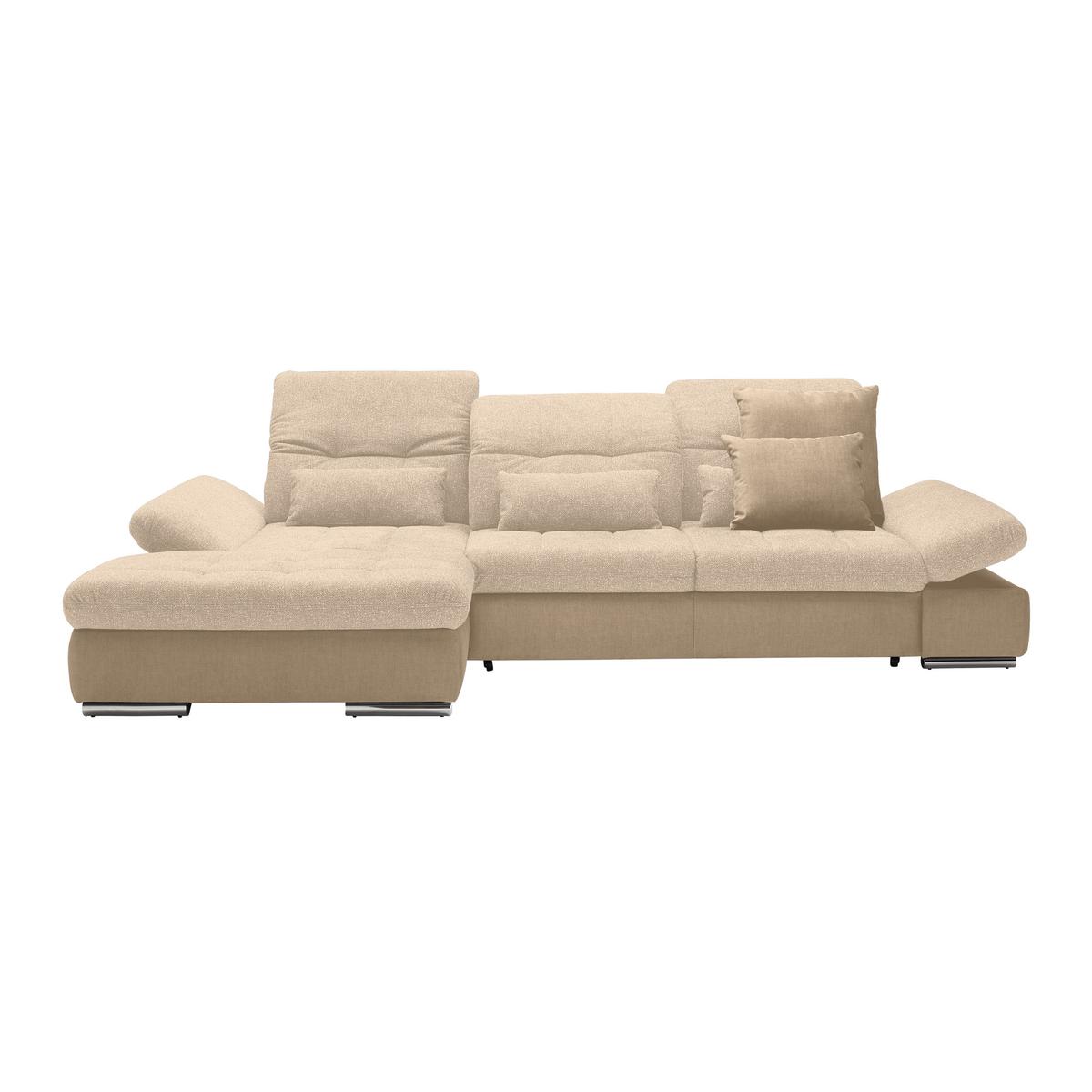 Rohová sedačka SANFINO, ľavá, sivohnedá / béžová - chrómová/taupe, Konventionell, kov/drevo (199/79-96/305cm) - Premium Living