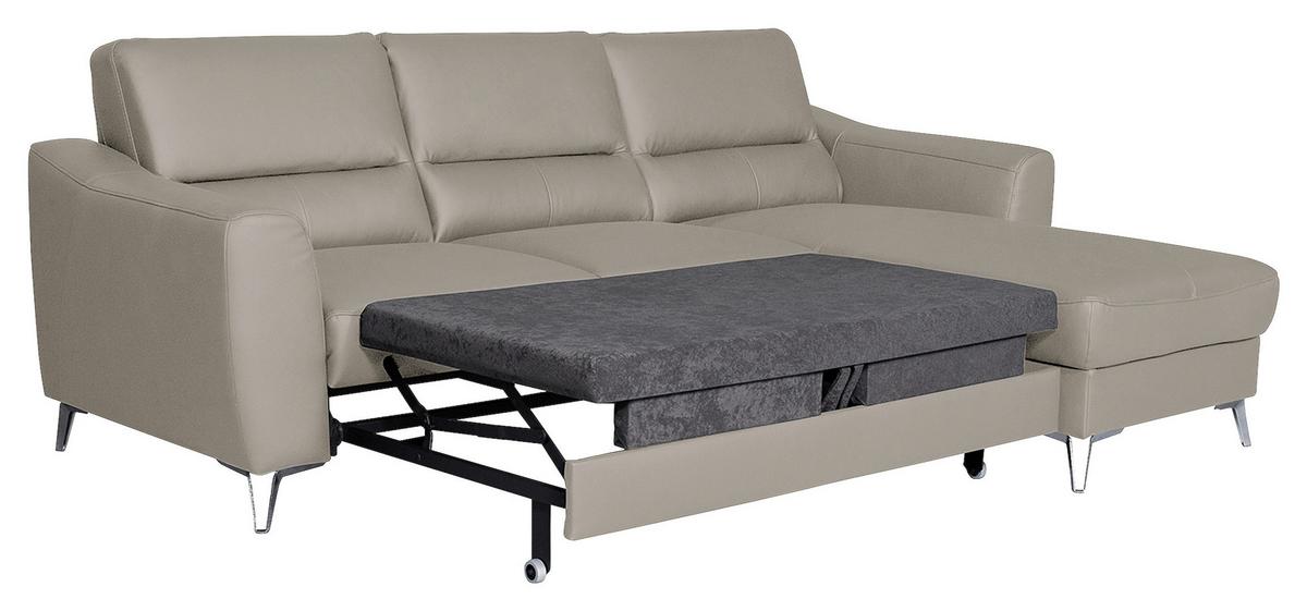 Ecksofa Santos Platinfarben S: 241 cm - Platinfarben/Chromfarben, Design, Leder/Textil (241/168cm) - Livetastic