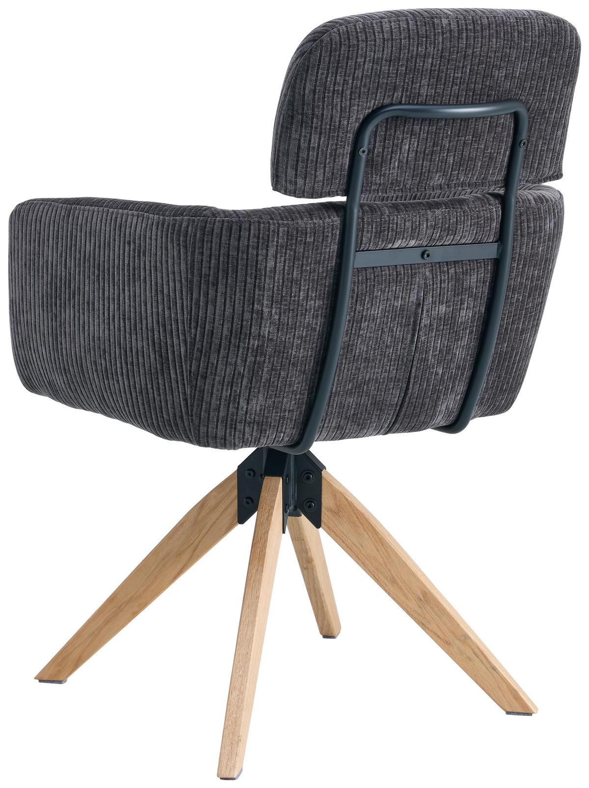 Armlehnstuhl Mattis Cord anthrazit, B: 60 cm - Anthrazit/Naturfarben, KONVENTIONELL, Holz/Textil (60/90/69cm) - Livetastic