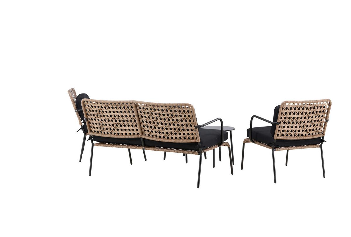 Loungegarnitur 5-tlg Paola Holz/metall Mit Kissen - Dunkelgrau/Schwarz, KONVENTIONELL, Naturmaterialien/Holz - Gardenson