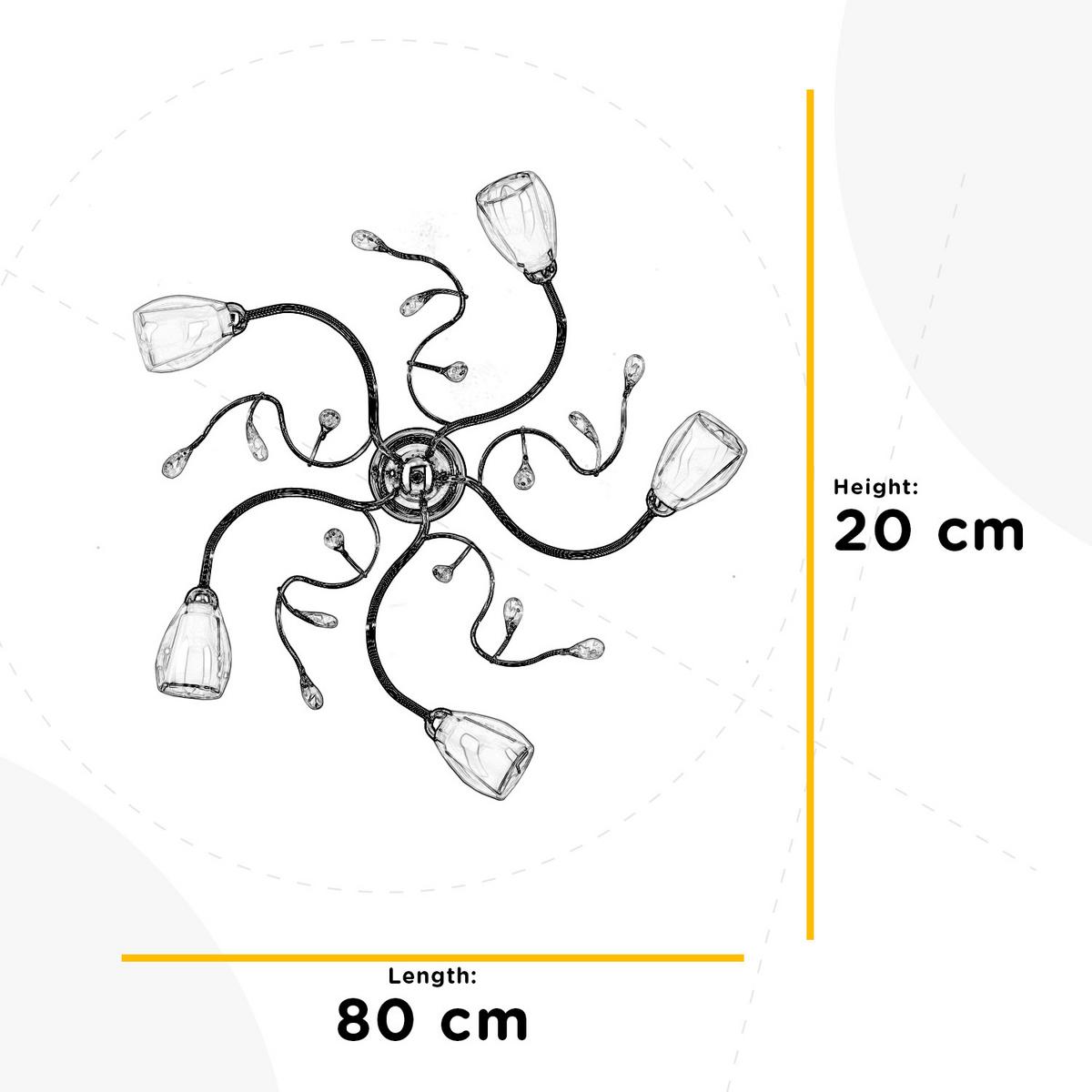 Deckenleuchte Sharon Chromfarben L: 80 Cm - Chromfarben, Basics, Glas/Metall (80/80/20cm)