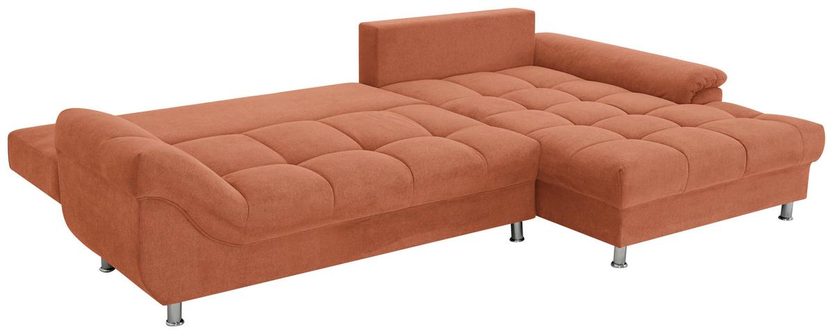 Rohová sedačka ERICE, pravá, koňaková - barvy chromu/koňaková, Design, textil/plast (312/198cm)