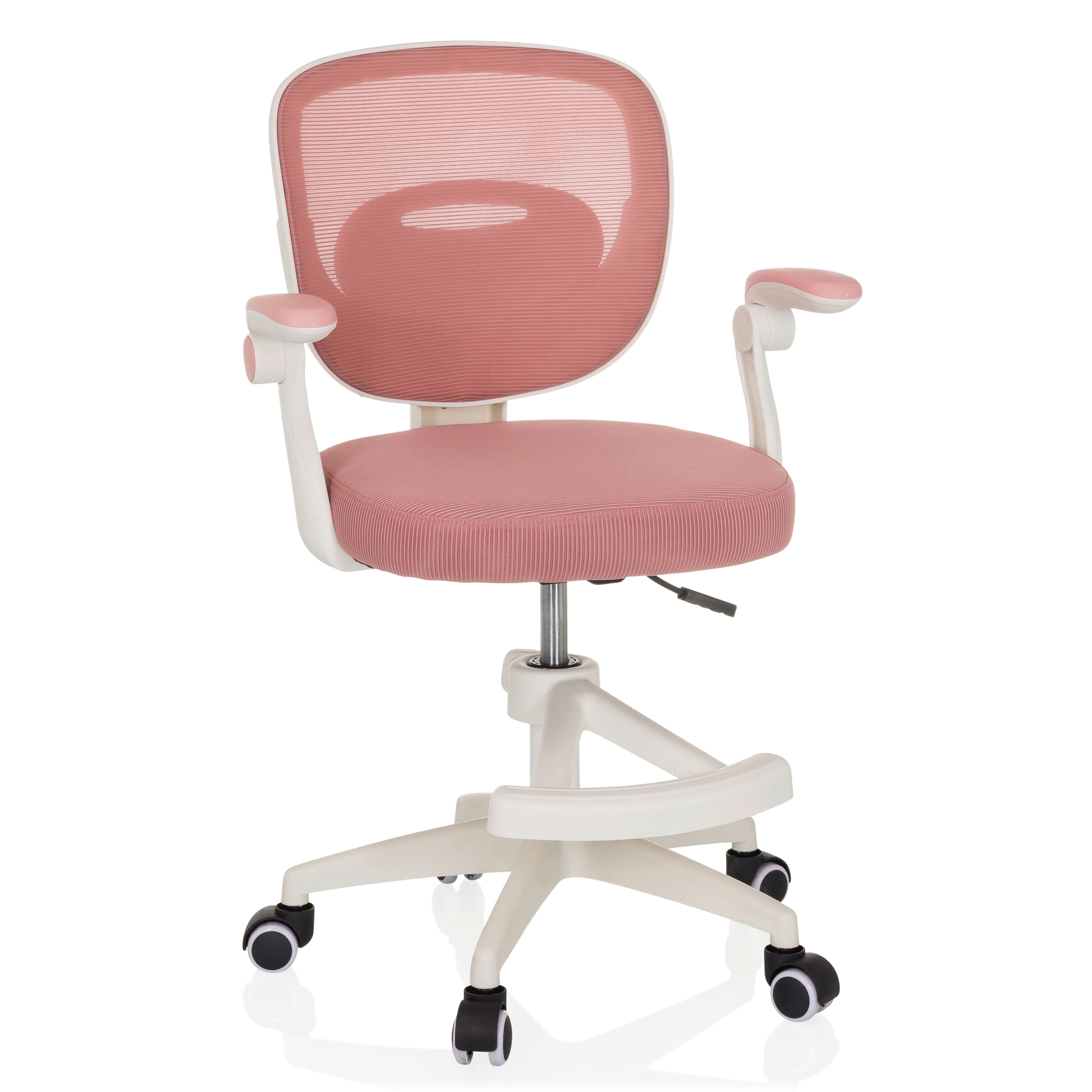 Jugenddrehstuhl Miko W Eco Rosa B: 61 cm - Rosa/Weiß, MODERN, Kunststoff/Textil (61/84-97/55cm) - MID.YOU