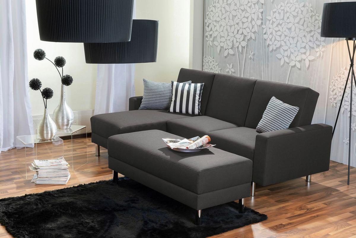 Ecksofa mit Schlaffunktion Just Fashion Anthrazit - Chromfarben/Anthrazit, KONVENTIONELL, Textil (152/230cm) - Max Winzer