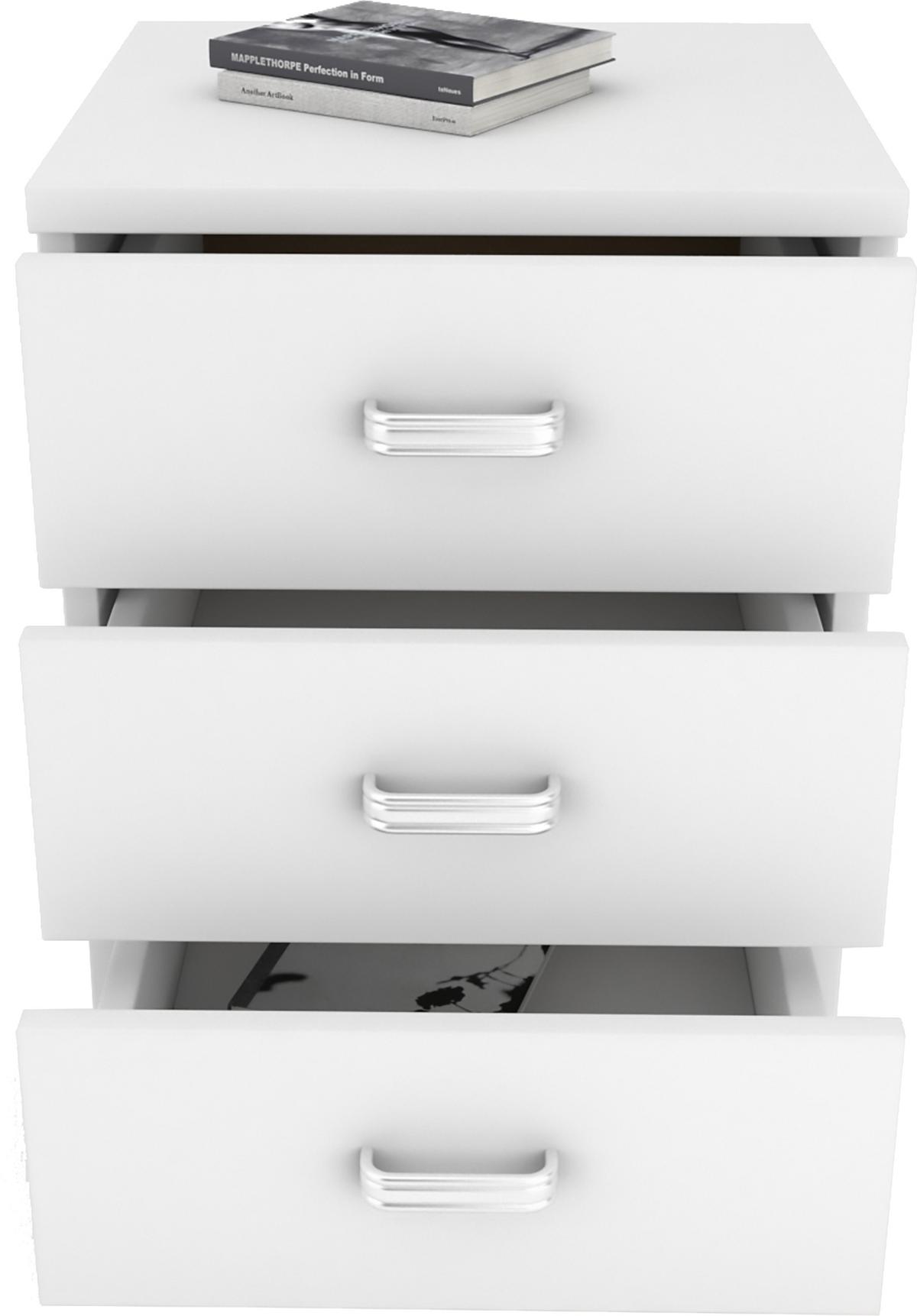 Rollcontainer Weiß Tobila 45x58x44 cm - Weiß, Basics, Holzwerkstoff/Kunststoff (45/58/44cm) - MID.YOU