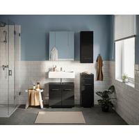 Badezimmer Linus Schwarz Hochglanz B:90cm - Schwarz Hochglanz/Silberfarben, MODERN, Glas/Holzwerkstoff (90cm) - MID.YOU