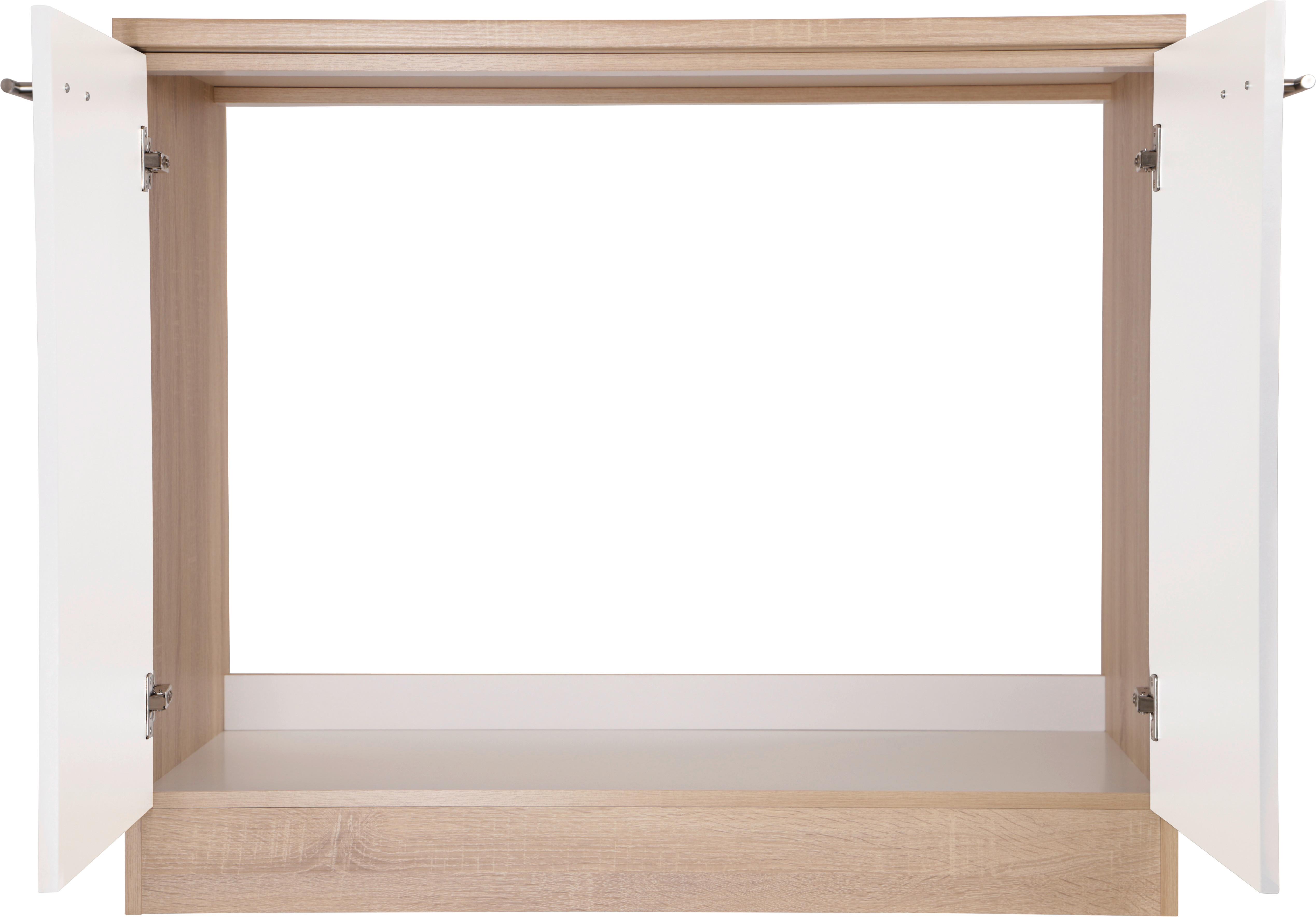 Spülenunterschrank Merle Weiß/Eiche Dekor B:100cm - Eichefarben/Weiß, Basics, Holzwerkstoff (100/84,8/60cm) - Respekta