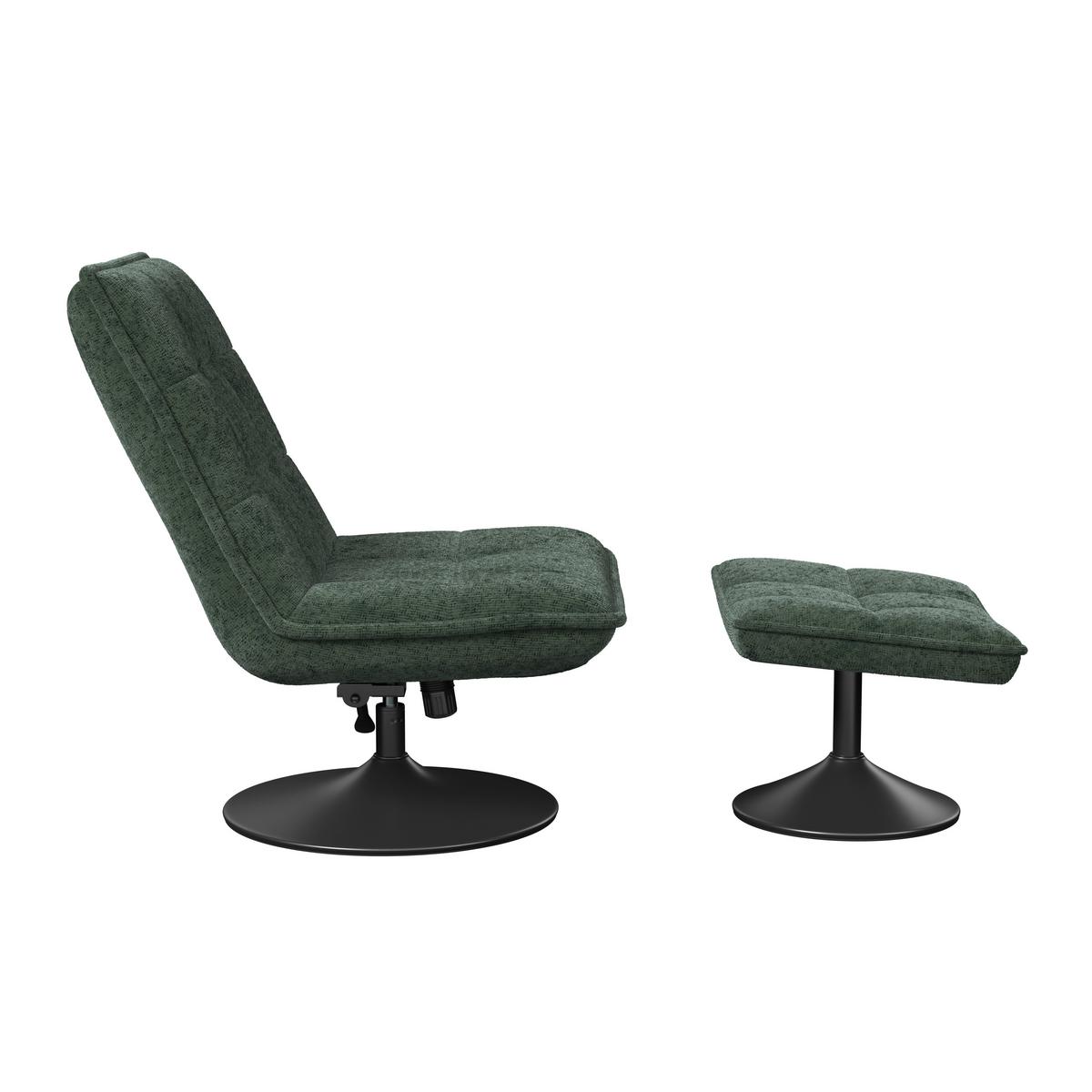 Relaxliege Kairo grün Sitzfläche drehbar, B: 71 cm - Schwarz/Grün, MODERN, Holz/Textil (71/88/89cm)