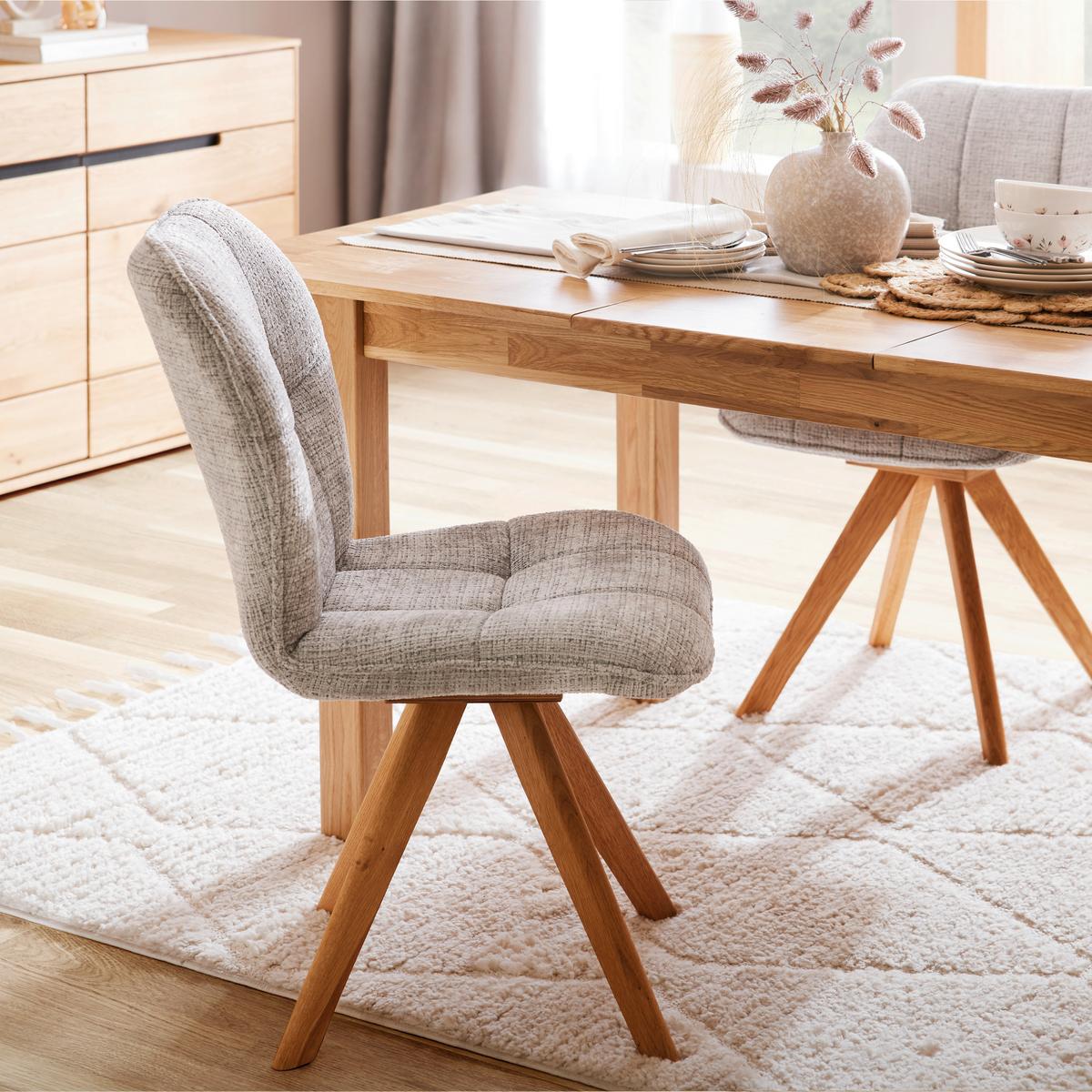 Židle Alba, dřevo dub - barvy dubu/světle šedá, Moderní, dřevo/textil (50/91/63cm) - Mömax