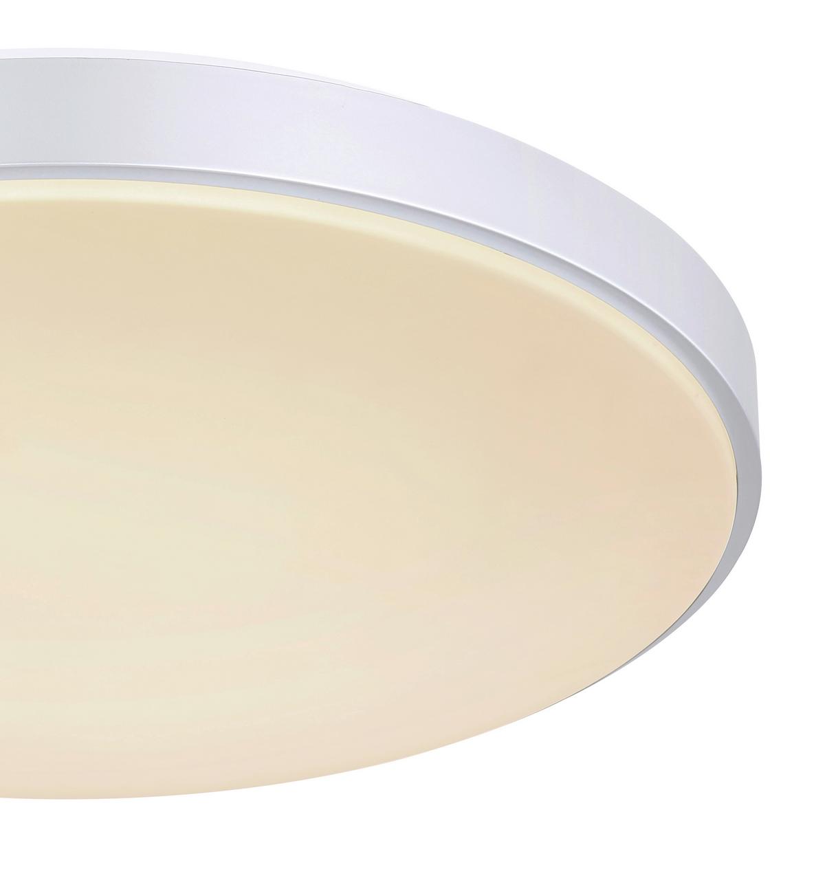 Led-deckenleuchte Ø 41 Cm Mit Farbtemperaturwechsler - Silberfarben/Opal, Basics, Kunststoff/Metall (41/6cm) - Globo
