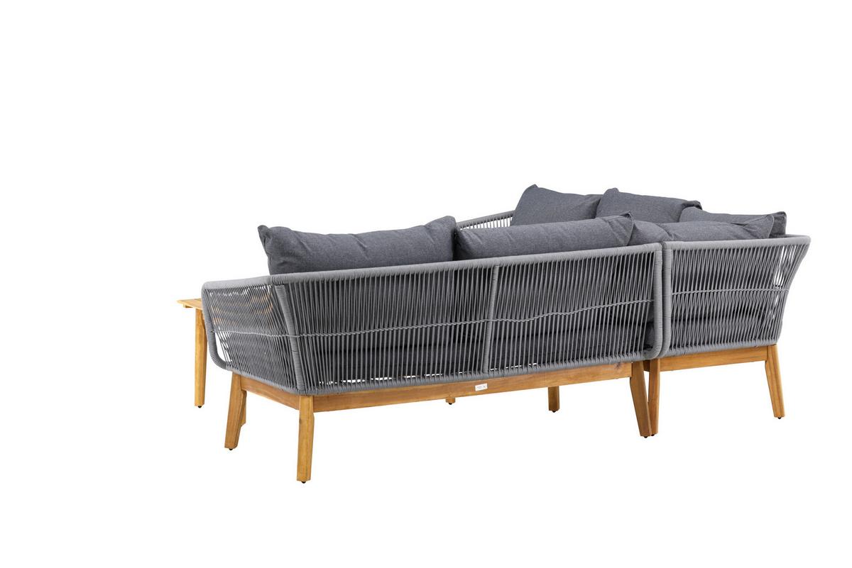 Loungegarnitur Chania - Dunkelgrau/Grau, KONVENTIONELL, Holz/Kunststoff (210/160cm) - Gardenson