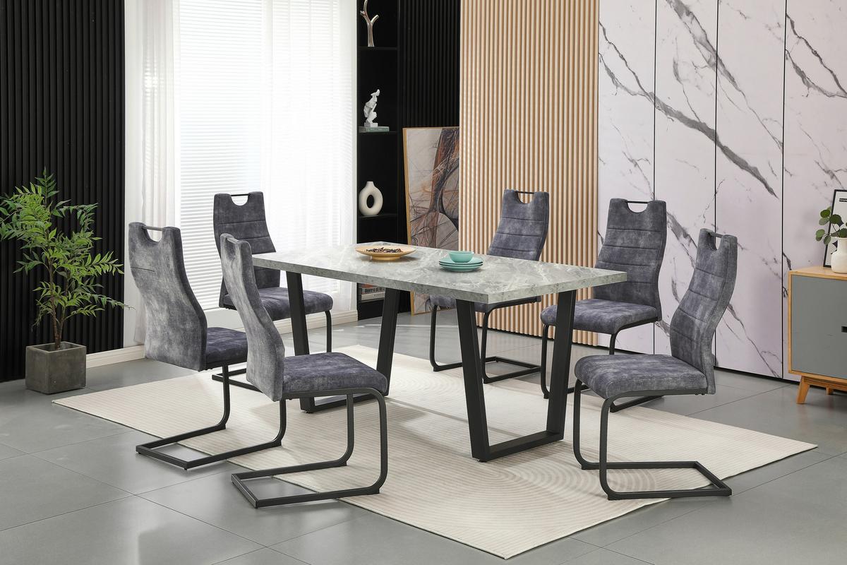 JÍDELNÍ SET MELBOURNE - šedá/černá, Moderní, kov/kompozitní dřevo (160/75/90cm) - Nedis SmartLife