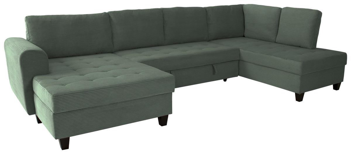 Wohnlandschaft Moritz Grün U-Form:155x324x178 Cm - Grün, Trend, Textil (155/324/178cm)