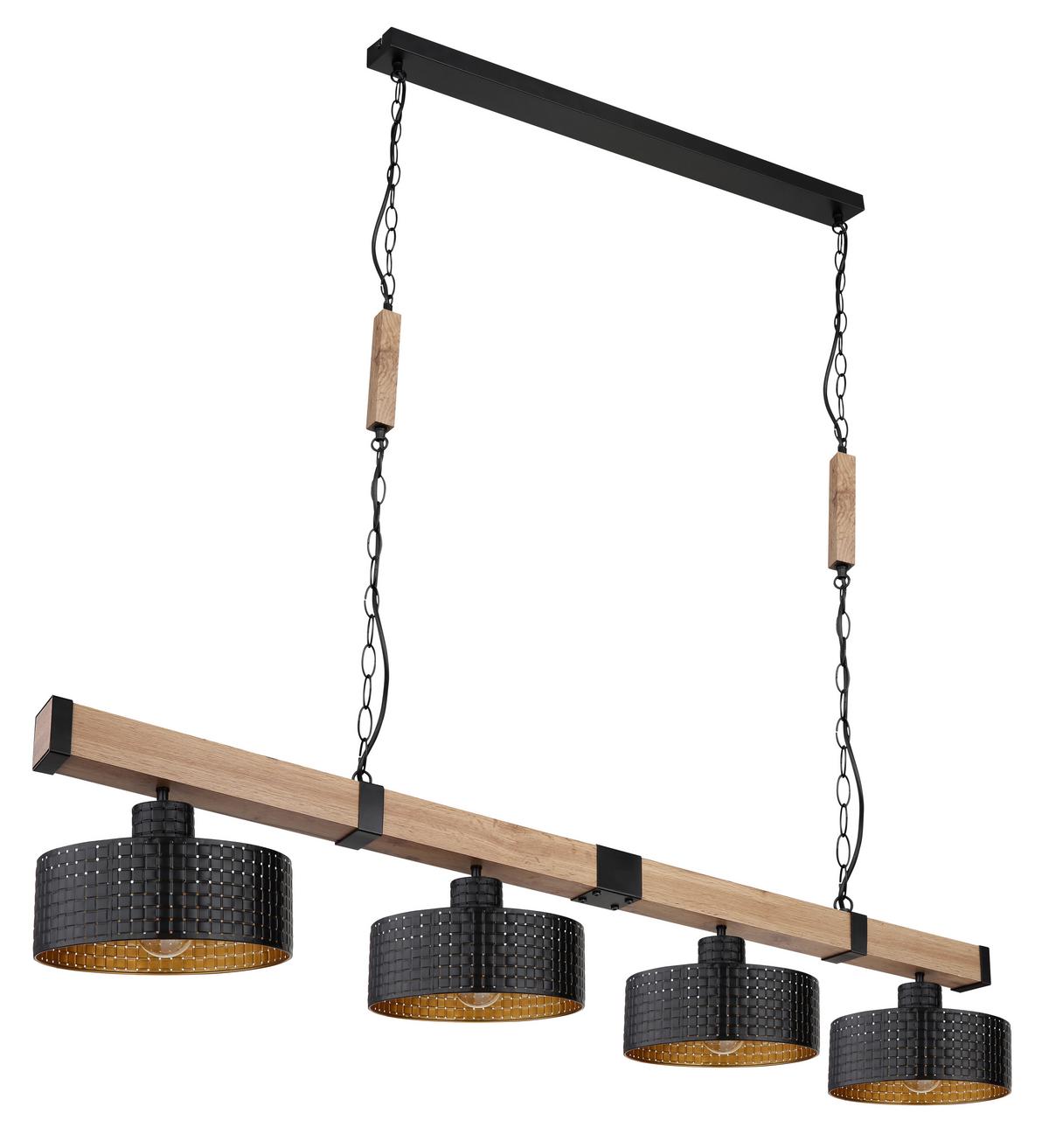 Hängeleuchte 15651-4h - Dunkelbraun/Goldfarben, Natur, Holzwerkstoff/Kunststoff (140/25/120cm) - Globo