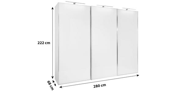 Schwebetürenschrank Glasfront 280cm Sonate Rom, Weiß - Weiß, MODERN, Holz/Holzwerkstoff (280/222cm) - Luca Bessoni