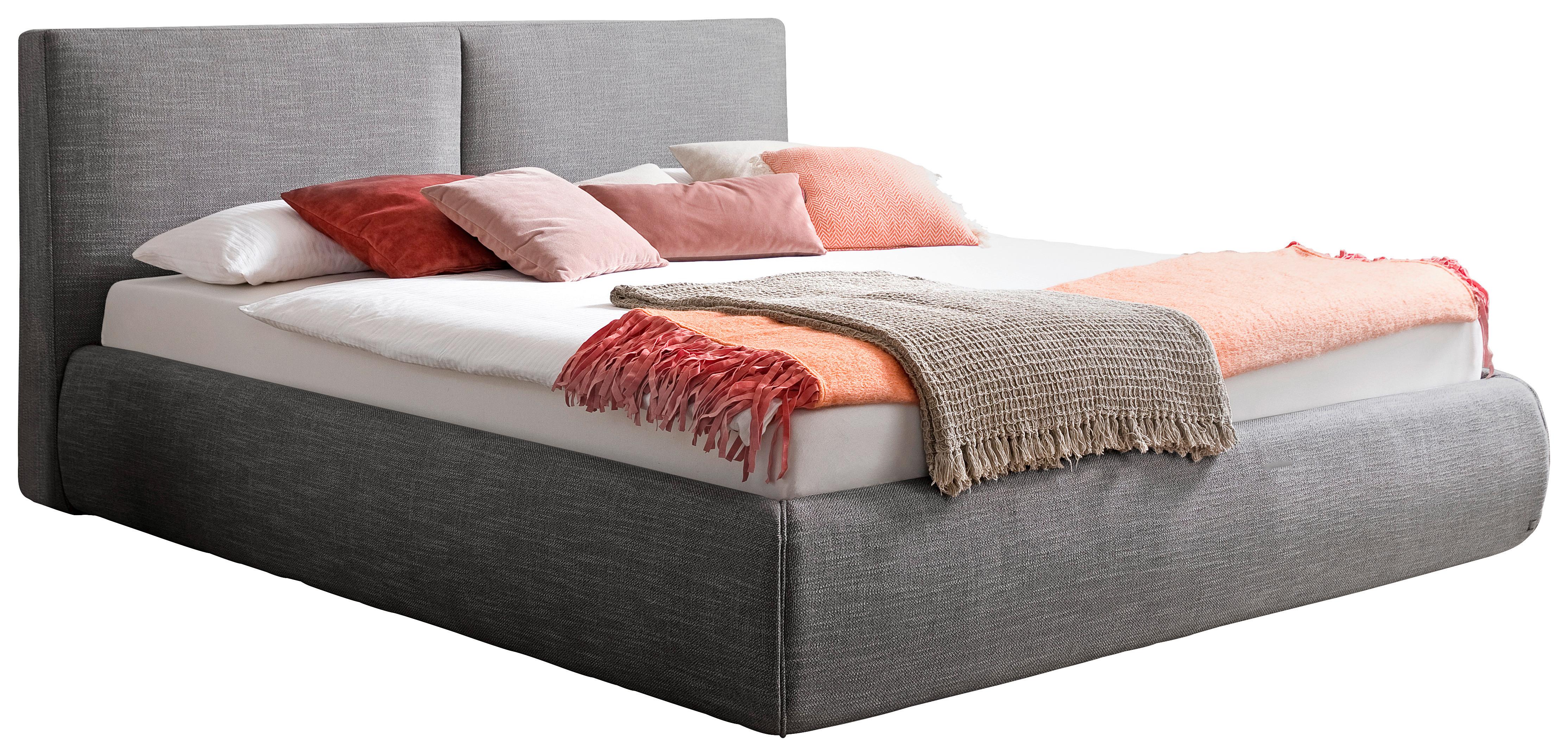 Polsterbett mit Lattenrost + Bettkasten 180x200 Atesio - Anthrazit/Naturfarben, MODERN, Holz/Textil (180/200cm) - Livetastic