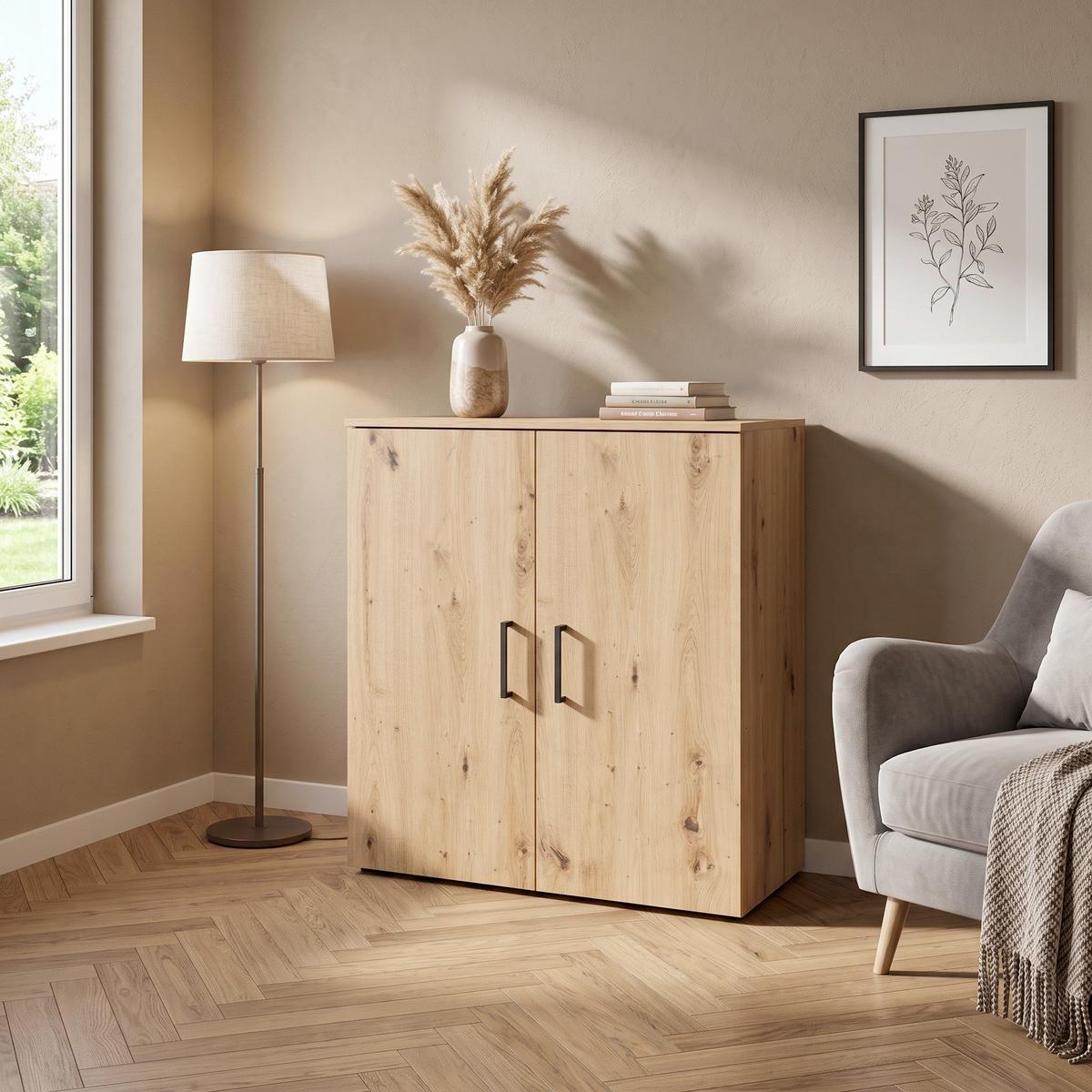 KOMODA Multistauraum - čierna/biela, Modern, kompozitné drevo/plast (80/83/40cm)