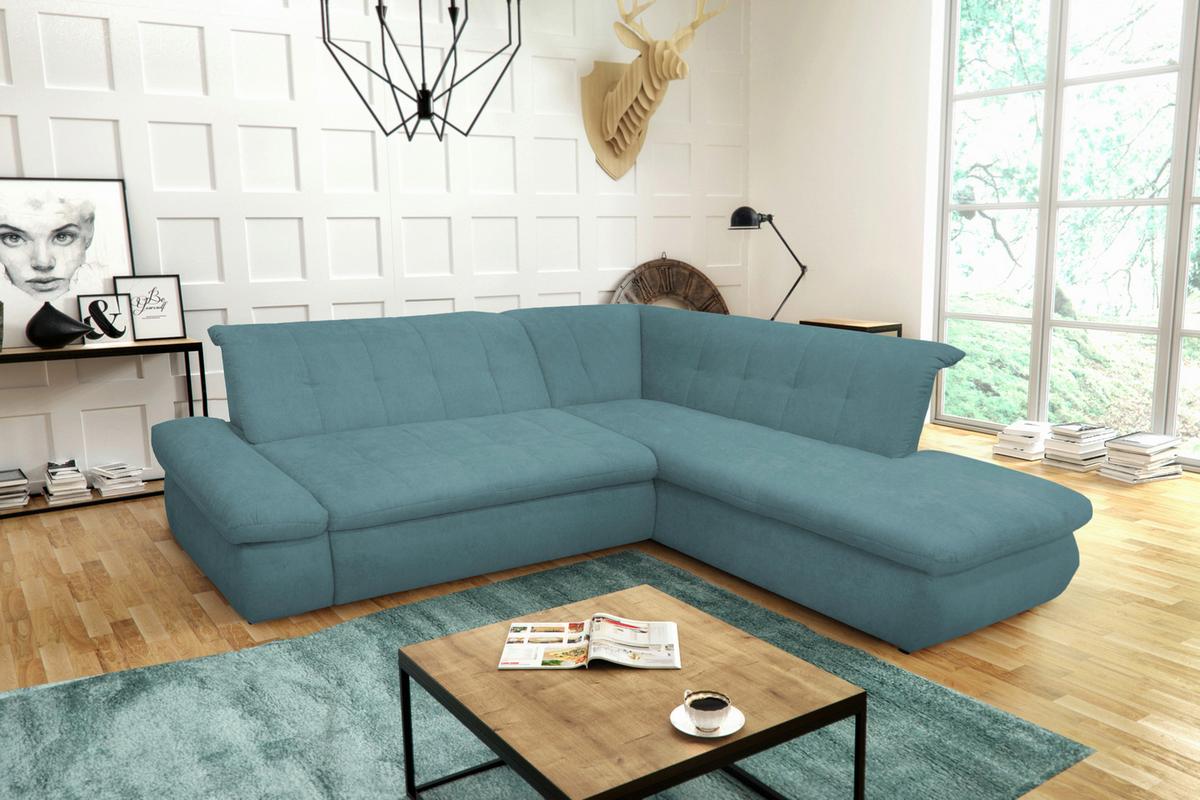 Ecksofa Moric Petrol Mikrofaser - Chromfarben/Petrol, KONVENTIONELL, Textil (273/216cm) - MID.YOU