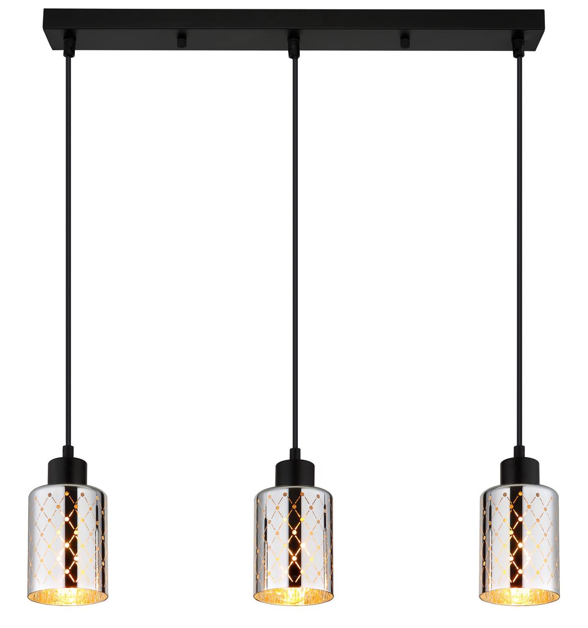 HÄNGELEUCHTE Exkl. 3xE27 40W - Klar/Chromfarben, Basics, Glas/Kunststoff (59/9/120cm) - Globo