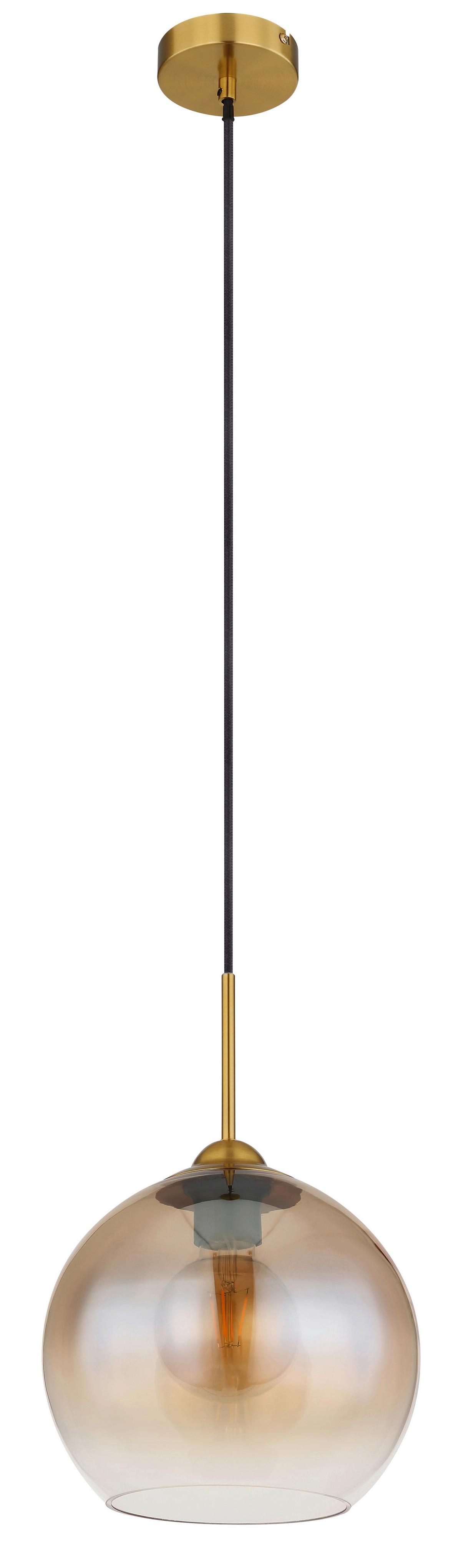 Hängeleuchte 15788h - Klar/Messingfarben, Design, Glas/Metall (25/120cm) - Globo