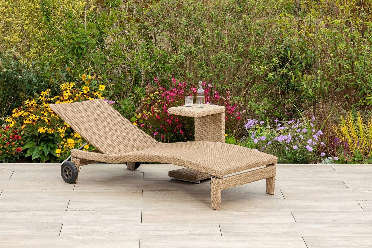 Gartenliege Andalusia - Beige/Braun, MODERN, Textil/Metall (90/100/208cm) - Gardenson