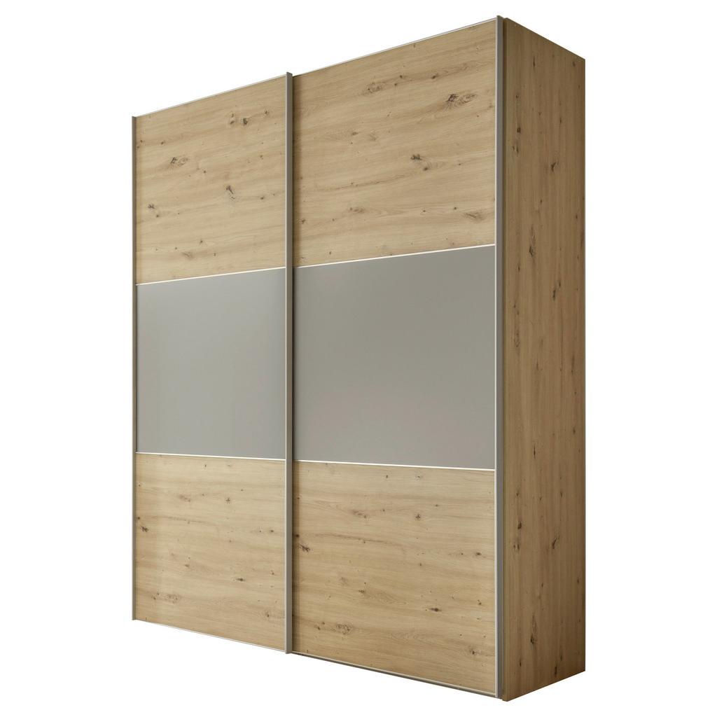 Schwebetürenschrank B: 225 cm Includo, Artisan Eiche/Grau