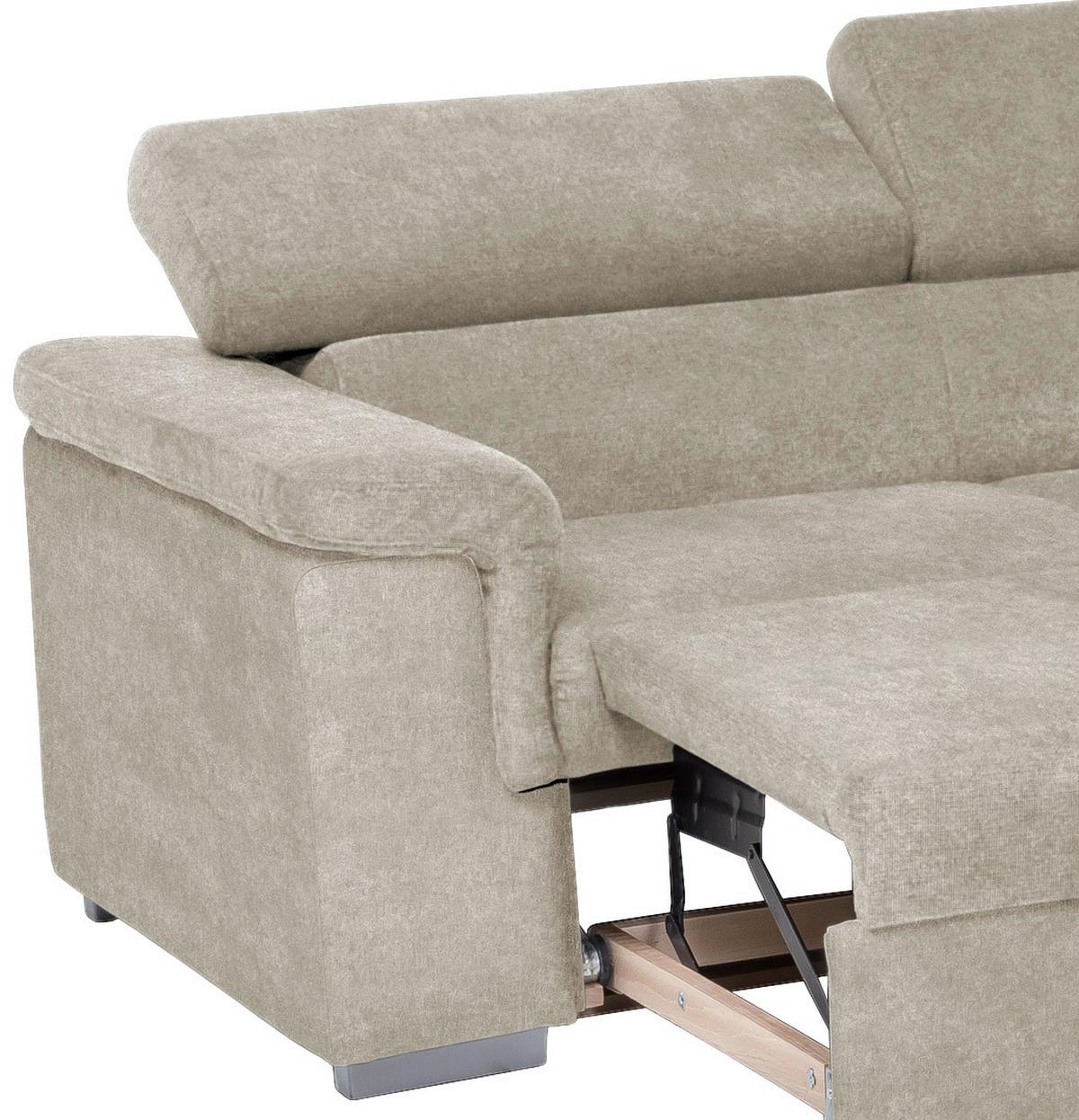 Sedacia súprava MILLA platinum pravý roh - béžová, Basics, drevo/textil (252/217cm)