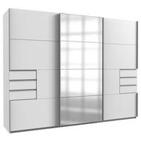 Schwebetürenschrank mit Spiegel 270 cm Saigon Weiß - Klar/Alufarben, KONVENTIONELL, Glas/Holzwerkstoff (270/208/64cm) - MID.YOU