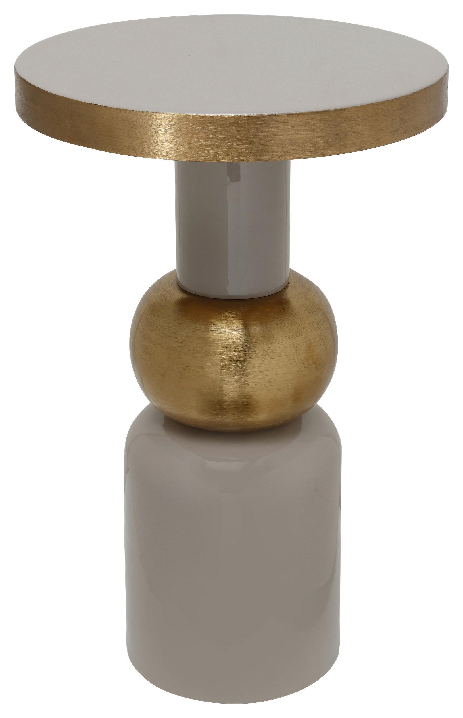Beistelltisch Art Deco 2125 Goldfarben/Taupe B: 62 cm - Taupe/Goldfarben, Design, Metall (41/62cm) - Kayoom