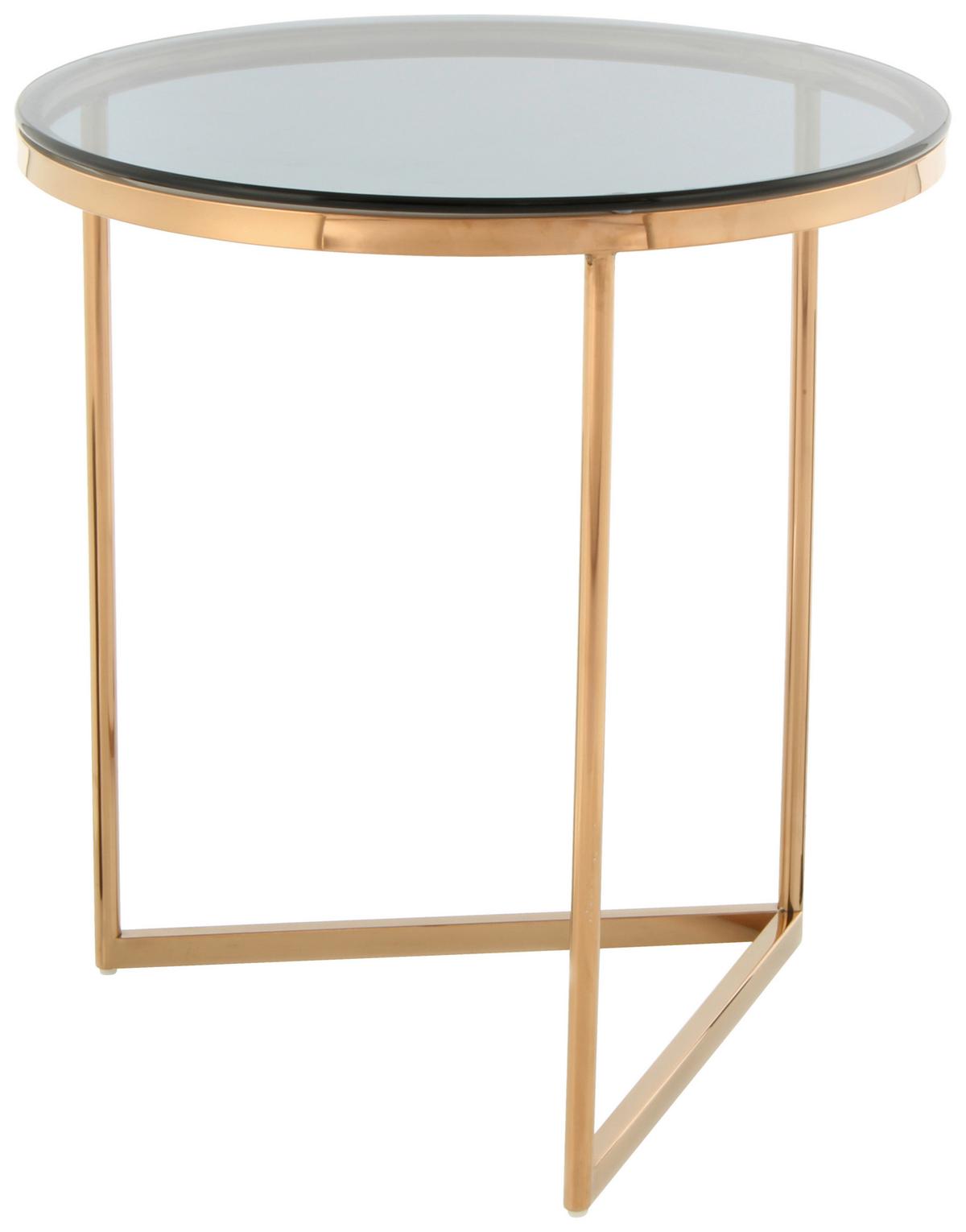 Beistelltisch Wynona 225 Grau/Rosegold B: 55 cm - Roségold/Grau, Design, Glas/Metall (50/50/55cm) - Kayoom