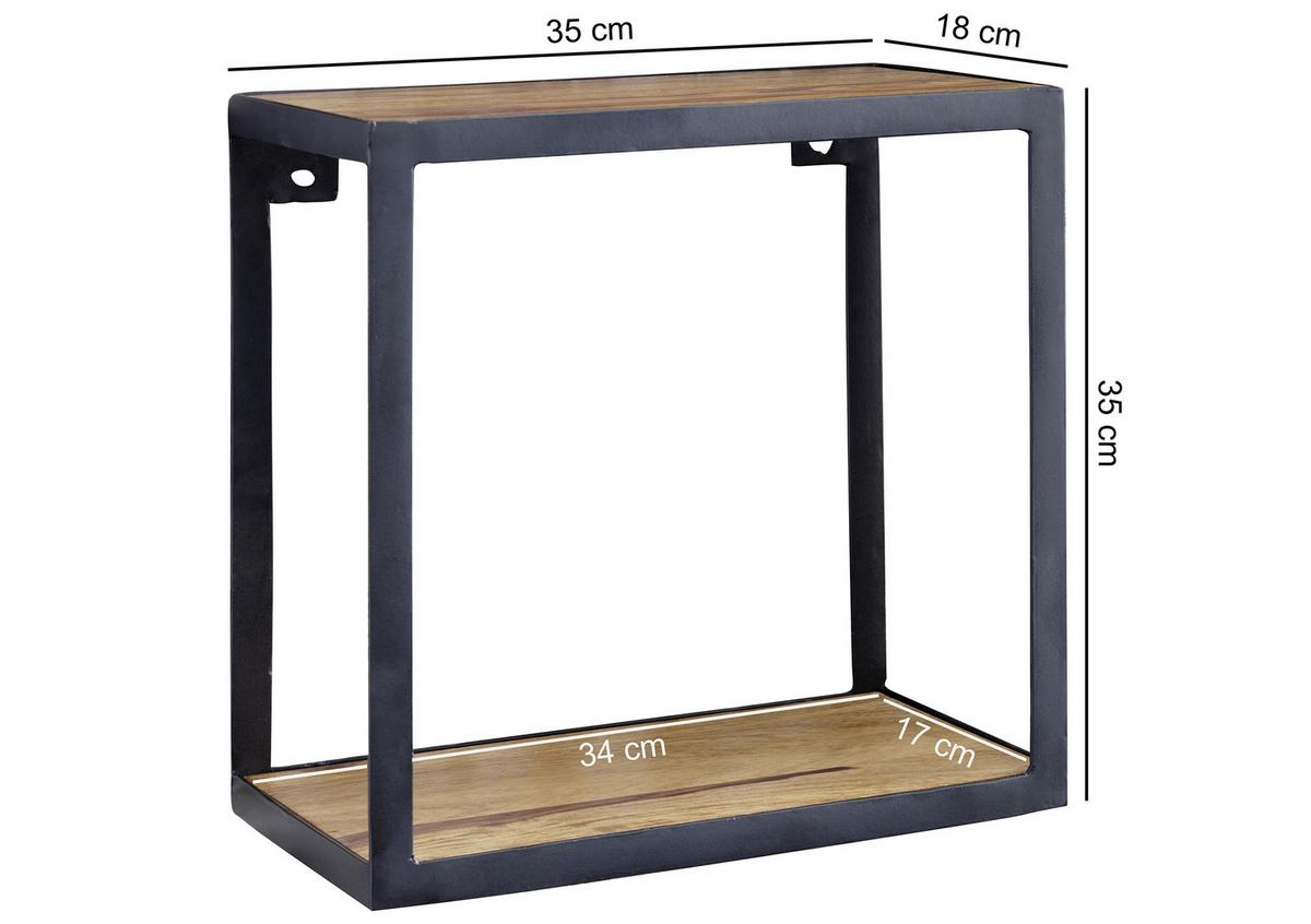 Wandregal Piru B: 35 cm Sheesham Massiv 1 Fach - Sheeshamfarben, MODERN, Holz/Metall (35/35/18cm) - MID.YOU