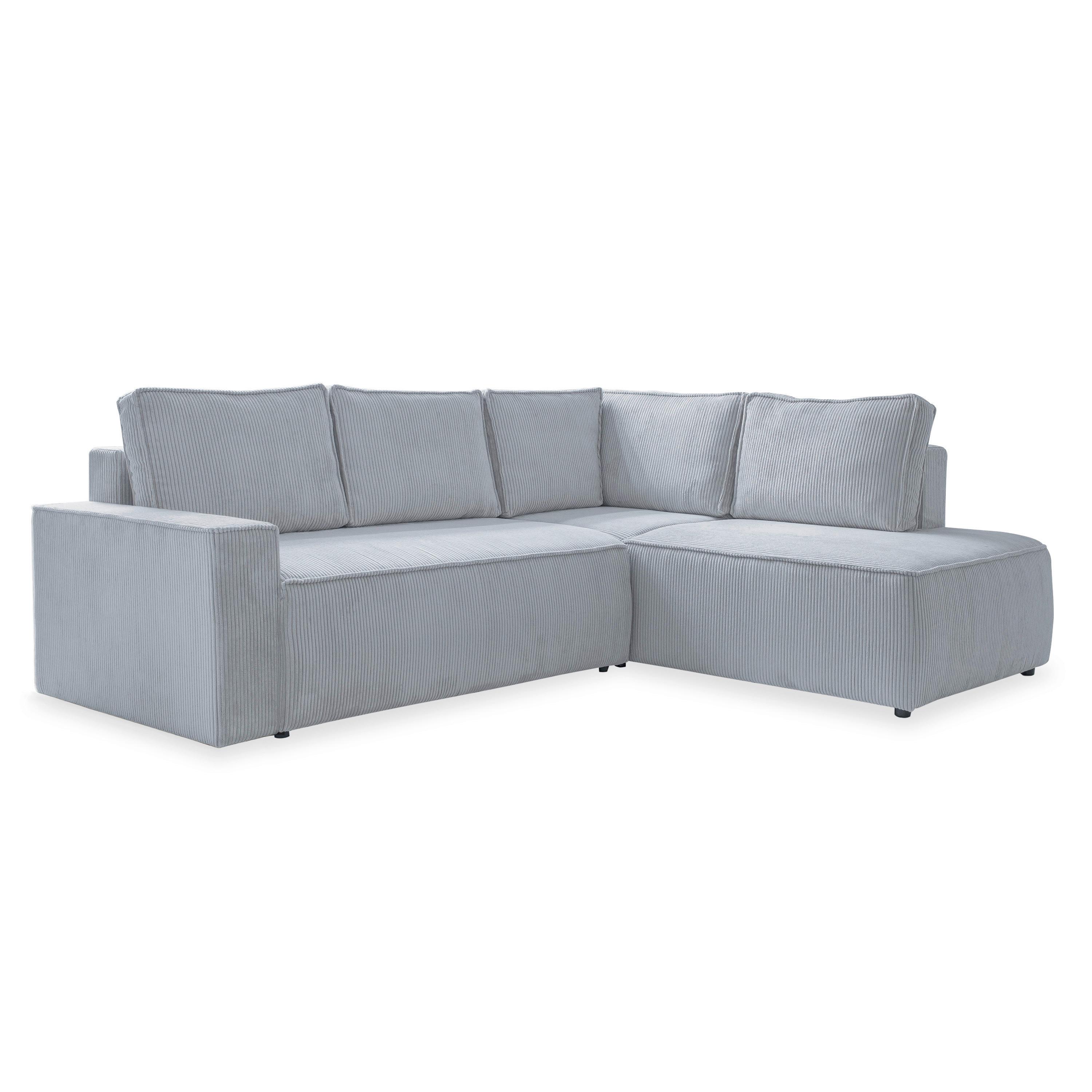 Ecksofa Brave Dave Hellgrau S: 247x194cm - Hellgrau/Schwarz, Design, Textil (247/194cm) - MID.YOU