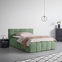 Čalúnená posteľ MONTE 140x200, zelená - čierna/zelená, Konventionell, textil/plast (140/200cm) - Based