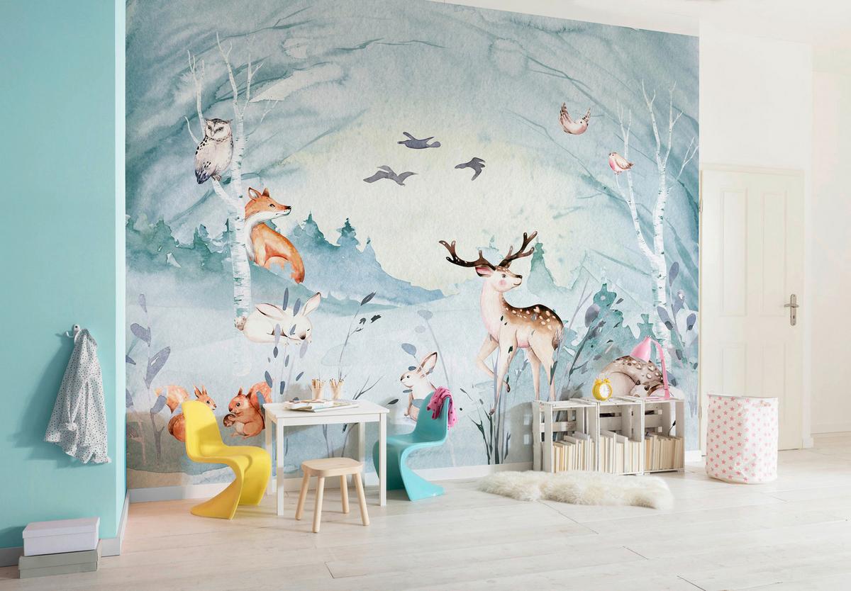 Fototapete Animal Sleepover - Multicolor, Trend, Papier (300/280cm)