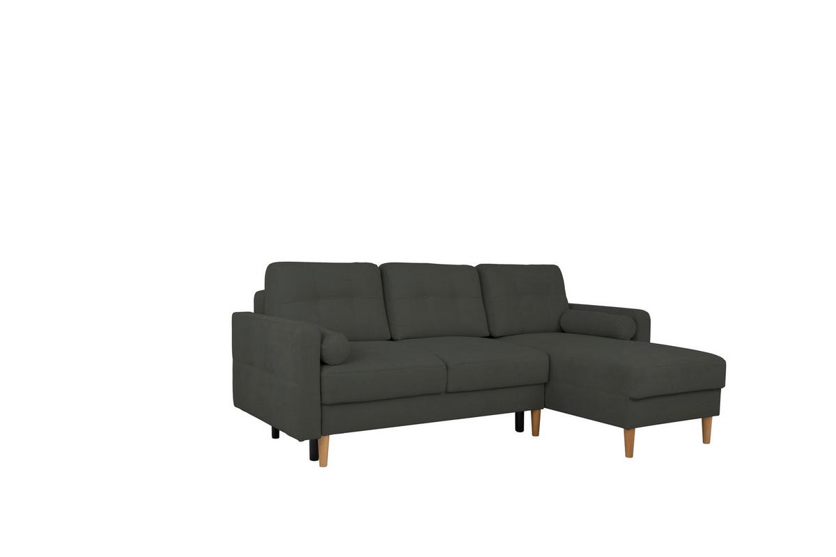 Ecksofa Noret, Schwarz S: 223x157 Cm - Buchefarben/Schwarz, Design, Textil (223/157cm) - MID.YOU