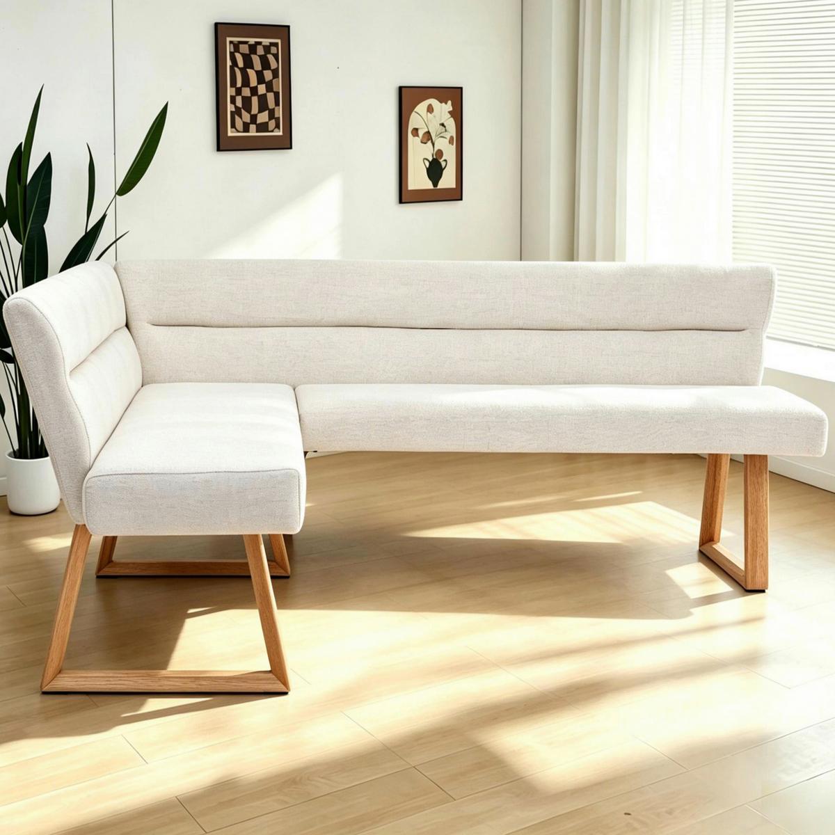 Eckbank Linnea Eichefarben/Beige B: 162-204cm - Eichefarben/Beige, MODERN, Holz/Textil (162-204/82/61cm) - Livetastic