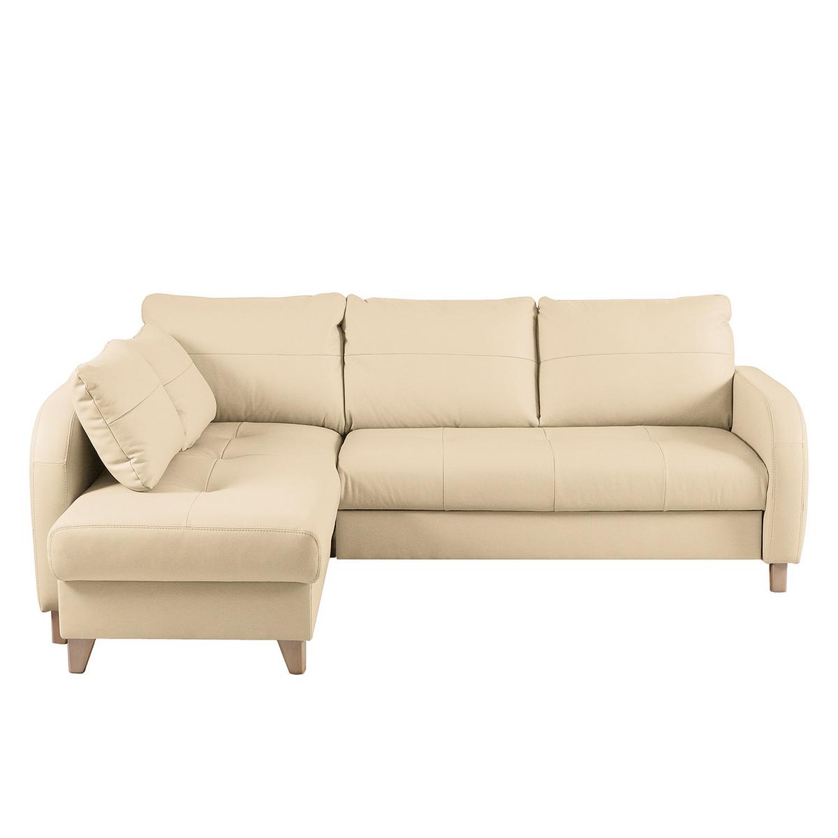 Ecksofa Compact Beige B: 168x227 Cm - Beige/Buchefarben, Design, Leder/Textil (168/227cm) - Livetastic